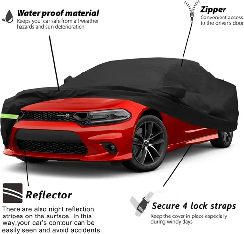 Vista 2 de YIXIN Funda impermeable de coche para Dodge Charger SE SXT R/T Daytona SRT Hellcat 190T 2006-2026, ajuste personalizado, correa 100% impermeable