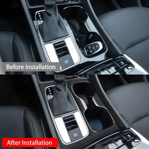 Vista 4 de Blazeray Caja de cambios de fibra de carbono ABS, panel de ajuste de portavasos, marco de cambio de engranajes, cubierta de portavasos, accesorios