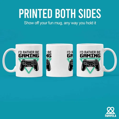 Vista 3 de Taza de cerámica de 11 oz con texto en inglés "I'd Rather Be Gaming Gamer Gifts for Men Boyfriend Women Cool Gamers Gifts from Girlfriend Sister