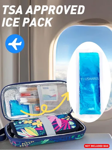 Vista 6 de YOUSHARES Bolsas de hielo para enfriador de insulina - Paquete frío de medicina aprobada por la TSA para viajes aéreos, paquetes de mini congelador