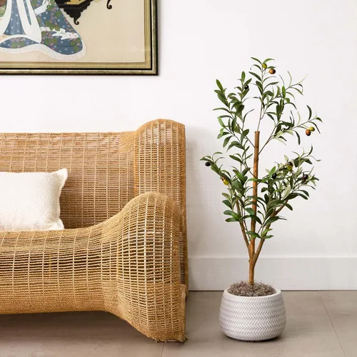 Vista 6 de Nearly Natural 3 ft Artificial Olive Tree with Natural Trunk for Decor