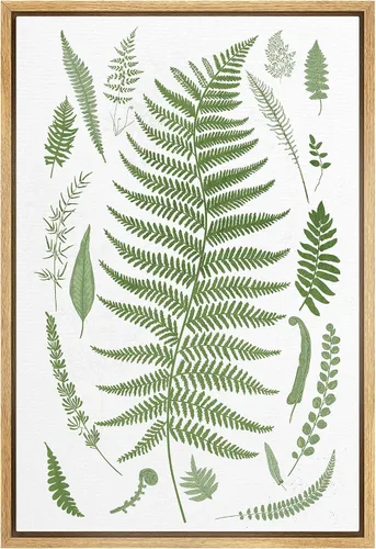 Vista 22 de SIGNWIN Lienzo enmarcado para pared, acuarela verde, bosque, helecho, planta, naturaleza, ilustraciones de área silvestre, arte moderno, rústico