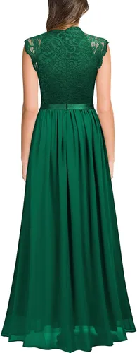 Vista 2 de Miusol Vestido largo formal sin mangas de encaje floral para dama de honor para mujer