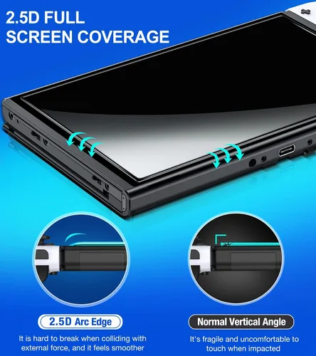Vista 6 de ELISWEEN Protector de pantalla OLED de cristal templado con kit de alineación automática para Nintendo Switch 2021 protector de pantalla OLED