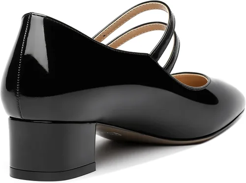Vista 5 de SHOWFOREST Zapatos de tacón bajo grueso con correa ajustable para mujer, con puntera cuadrada, 1.5 pulgadas