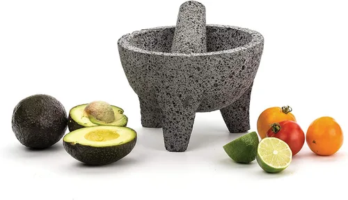 Vista 2 de RSVP International Molcajete mexicano auténtico, 8.5 x 5 pulgadas, piedra volcánica natural