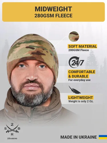 Vista 2 de 2SBR 2SABERS Gorro de invierno cálido de forro polar para hombre, gorro táctico militar del ejército