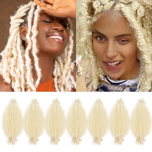 Vista 19 de Cabello afro trenzado elástico de 16 pulgadas, paquete de 3 marley twist para rastas falsas, trenzas rizadas de mariposa, cabello trenzado marley