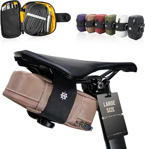 Vista 10 de Bolsa de sillín magnética Lumiere & Co. Falcon – Bolsa de bicicleta ultra pequeña de 0.37L, cierre magnético rápido Bolsa de asiento específica