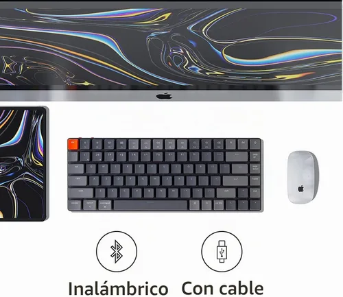 Vista 6 de Keychron Teclado mecánico inalámbrico K3 Ultra-Slim 75% Layout con cable, compacto 84 teclas RGB LED retroiluminado para Mac Windows, interruptor