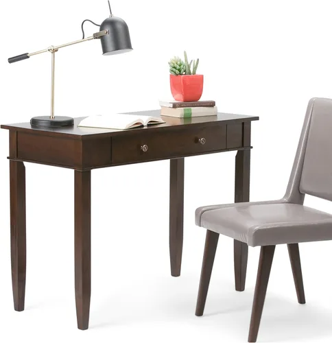 Vista 3 de SIMPLIHOME Carlton Desk - Escritorio de madera maciza de 42 pulgadas de ancho en marrón moreno, mesa de computadora de oficina en casa de transición
