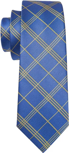 Vista 234 de Barry.Wang Juego de corbatas para hombre, corbata de seda a rayas, tejido a cuadros, gemelos formales, negocios, boda