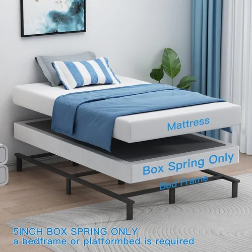 Vista 4 de UOMEUR Somier individual de 2 pulgadas para cama individual, soporte de metal resistente de 2000 libras con funda de tela fácil de limpiar
