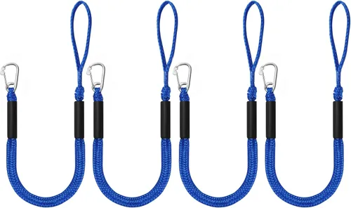 Vista 7 de Líneas de muelle elástico para barcos, líneas de amarre marinas, cuerda de barco para acoplamiento con bucle y accesorios de clip para moto negro