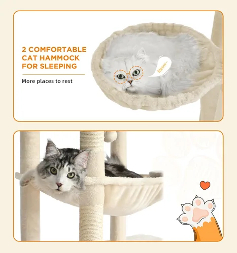 Vista 7 de Made4Pets - Árbol alto para gatos, torre de árbol de gato de 71 pulgadas para gatos de interior grande y adulto, torre de felpa de varios niveles