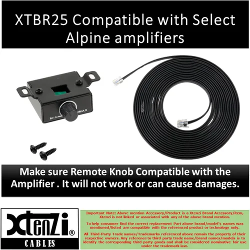 Vista 2 de Xtenzi Control remoto de nivel de graves del amplificador con botón de volumen XTBR25 Compatible con Alpine RUX-Knob2.