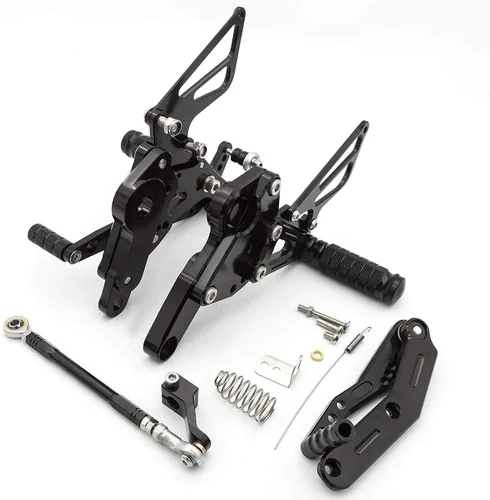 Vista 5 de FXCNC CNC FZ09 MT09 Billet Juego de clavijas traseras para motocicleta, reposapiés totalmente ajustables, compatibles con FZ-09 MT-09 2013-2020