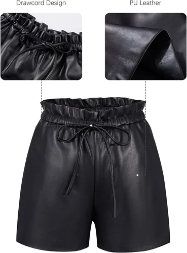 Vista 4 de Bellivera Faux Leather Shorts for Women High Waist Stretch Slim Short with Pockets