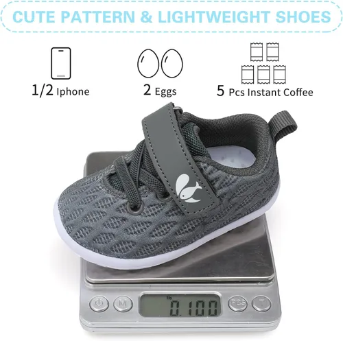 Vista 5 de FEETCITY Zapatillas de bebé para niños y niñas, zapatos para primeros pasos, zapatos de cuna para recién nacidos, zapatos sin cordones para niños
