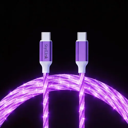 Vista 24 de Cable USB PD cargador rápido iluminado (USB 4 en 1 azul), soporta transferencia de datos, se puede utilizar como luz nocturna, longitud del cable