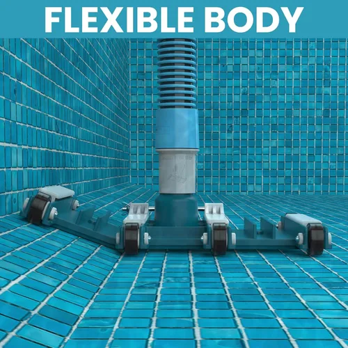 Vista 5 de POOLWHALE Cabezal de aspiradora de piscina flexible de 14" con ruedas, mango de control de dirección giratoria para piscinas enterradas y sobre