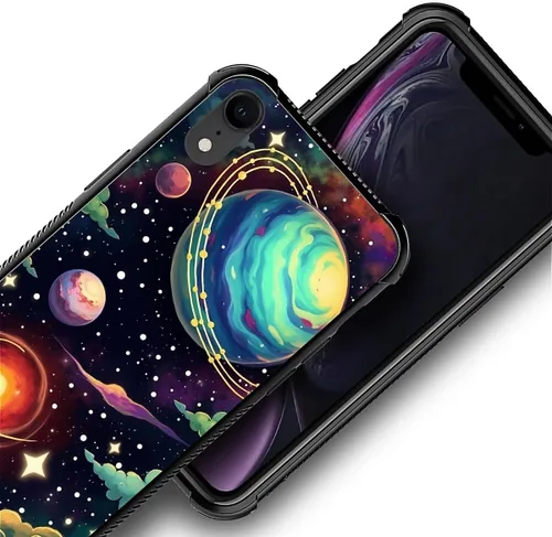Vista 45 de Funda compatible con iPhone XR, diseño de elefantes africanos para niñas, diseño de patrón a prueba de golpes, antiarañazos, carcasa trasera