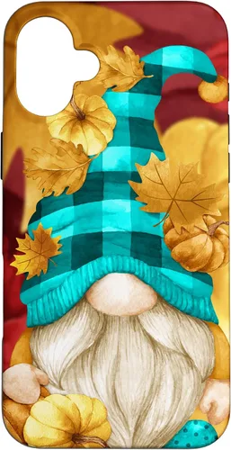 Vista 22 de iPhone 16 Buffalo Plaid Gnomie Cute Autumn Accessories With Fall Gnome Case