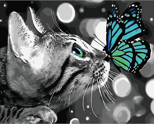 Vista 12 de FILASLFT Pintura por Números Gato Negro, Pintura por Números para Adultos y Principiantes en Lienzo, Kits de Pintura al Óleo de Paisaje de Jardín