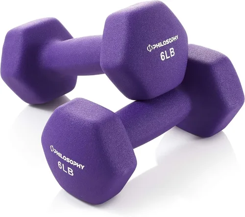 Vista 12 de Philosophy Gym Juego de 2 mancuernas de neopreno con forma hexagonal