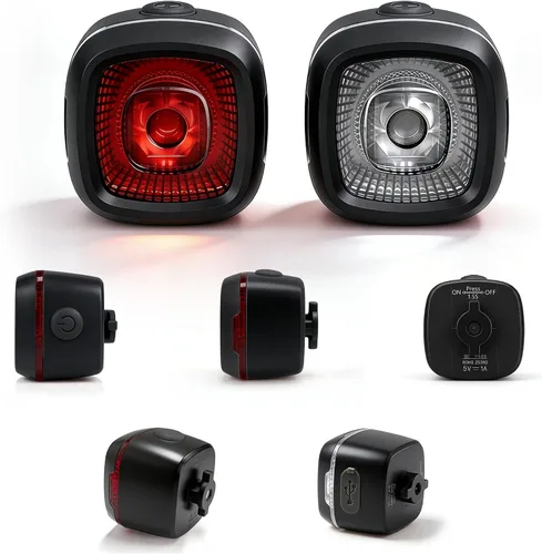 Vista 3 de Luz de bicicleta impermeable IPX6, con 5 + 5 modos, impermeable, tipo C, para montar por la noche, luces de bicicleta de larga vida útil de 17 horas