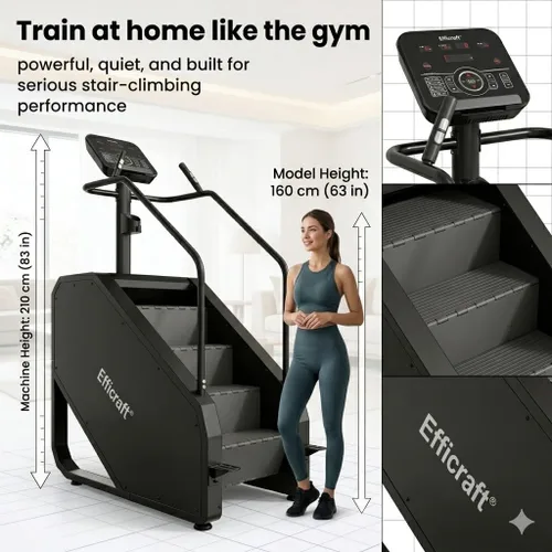 Vista 6 de EFFICRAFT Stairmaster Machine with LED Screen, Commercial Grade Stair Climber, Continuous Climbing Exercise Machine for Cardio, 15 Speed Levels