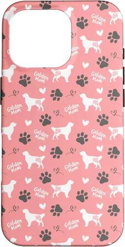 Vista 20 de Golden Retriever - Carcasa para iPhone 17, diseño de mamá y perro, diseño floral, color rosa