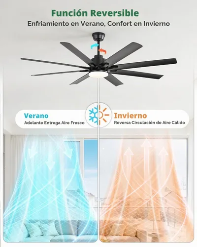 Vista 9 de Sofucor - Ventiladores de techo de 52 pulgadas con luces, ventilador de techo inteligente para interior/exterior con control remoto, funciona