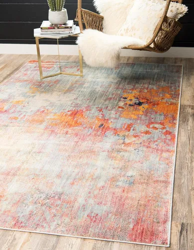 Vista 14 de Unique Loom Helios Collection - Alfombra Santorini (2 pies 2 pulgadas x 6 pies 1 pulgada, azul/beige)