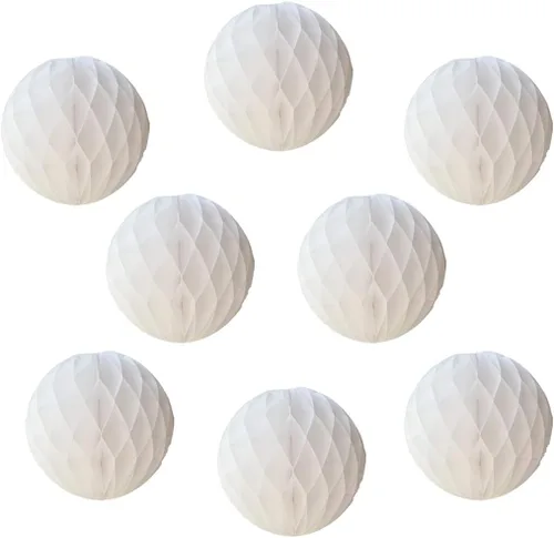 Vista 19 de 8 bolas de papel de panal de 8 pulgadas, bolas decorativas de panal de abeja, pompones de papel, bolas de flores, bolas colgantes de arte