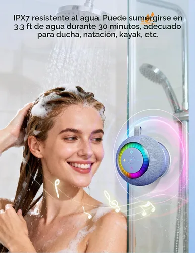 Vista 2 de Bluetooth Shower Speaker IPX7 Waterproof: Removable Suction Cup, Blue Azul