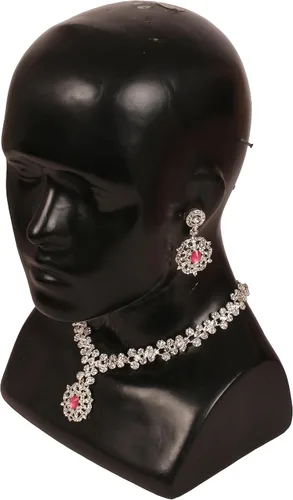 Vista 5 de Sunsoul Por Touchstone - Juego de collar de novia de Bollywood indio con diamantes de imitación brillantes en tono dorado o blanco para mujer.