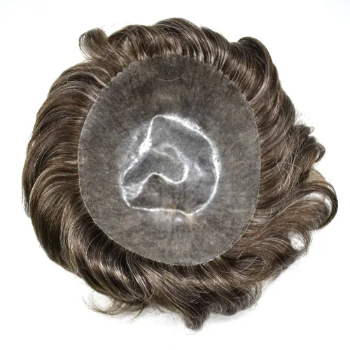 Vista 129 de Toupee para hombre 100% cabello humano real tupé para hombres 0.004 in piel de poliuretano para hombre, sistema de reemplazo de piezas de pelo