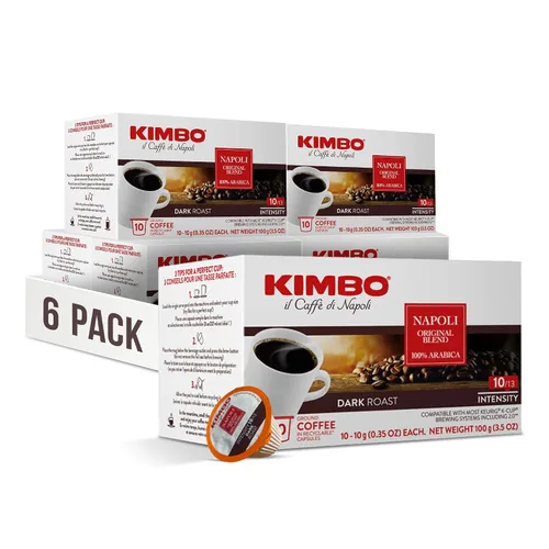 Vista 6 de Kimbo Buongiorno Blend, 100% Arábica 60 cápsulas compatibles Keurig K-Cup Tostado medio, intensidad 7/13 tostado, mezclado y fabricado