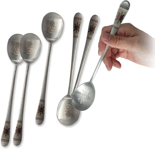 Vista 12 de [6 P] [Hecho en Corea] Cuchara de sopa estilo coreano de 8.5 pulgadas Premium 304 (18/10) Cucharas de postre de acero inoxidable Cuchara de cena