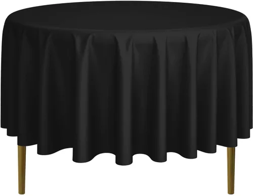 Vista 8 de Lann's Linens - Mantel redondo premium de 70 pulgadas para bodas/banquetes/restaurantes - Mantel de tela de poliéster - Azul bebé