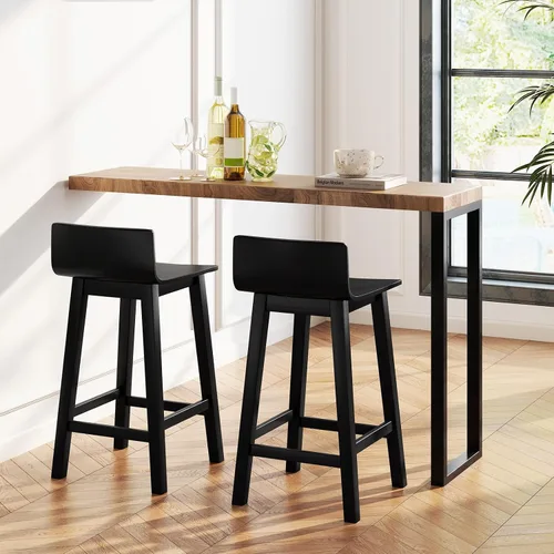 Vista 4 de Giantex Juego de 2 taburetes de bar de 24.5 pulgadas, taburetes de bar de altura de mostrador con respaldo bajo y reposapiés, sillas de comedor