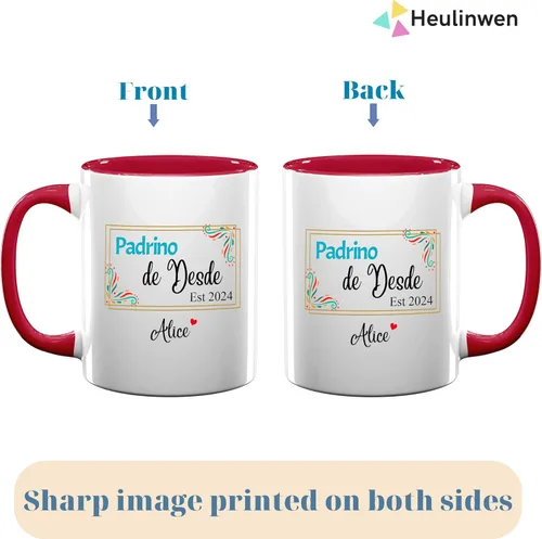Vista 5 de Bautizo Recuerdos Juego De 2 Tazas 2024, Para Niño, Niña, Propuesta de Regalos de Dios Padrinos De Bautizo Propuesta Set 2 Tazas Café 11Oz, Regalo