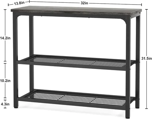 Vista 3 de Ecoprsio Mesa consola pequeña, mesa de sofá con estantes dobles de malla, moderna mesa de entrada para entrada, pasillo, vestíbulo, pasillo