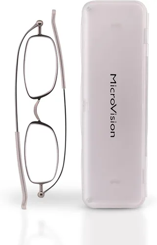 Vista 9 de Gafas de lectura de aire plegables planas con tecnología patentada de bisagra rodante y estuche compacto para mujeres y hombres Rectangular plomizo