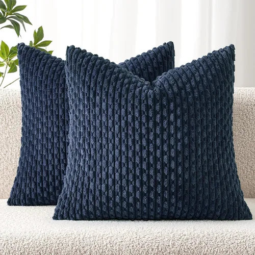 Vista 43 de MIULEE - Juego de 2 fundas decorativas cuadradas para cojines, de pana suave y con estilo campestre bohemio a rayas para decorar hogar, sofá, cama