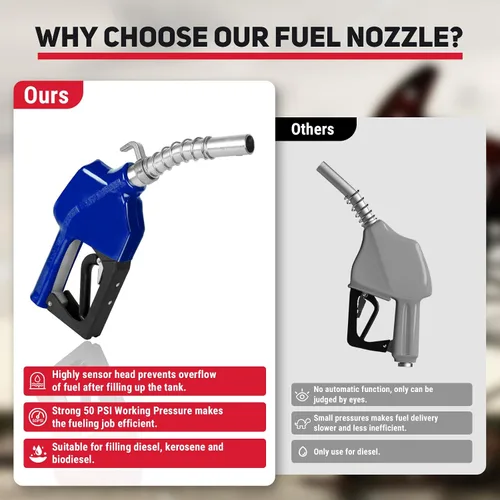 Vista 8 de Boquilla de combustible automática NPT de 3/4 pulgadas con gancho, boquilla de combustible con mango de bomba de gas con candado de 3 velocidades