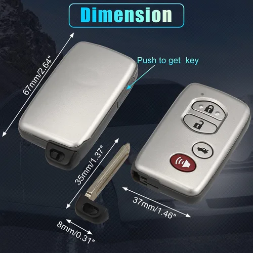 Vista 6 de X AUTOHAUX Reemplazo de llave remoto de entrada sin llave para automóvil HYQ14AAB 89904-06041 314.3Mhz para Toyota Camry 07-09 para Toyota Avalon