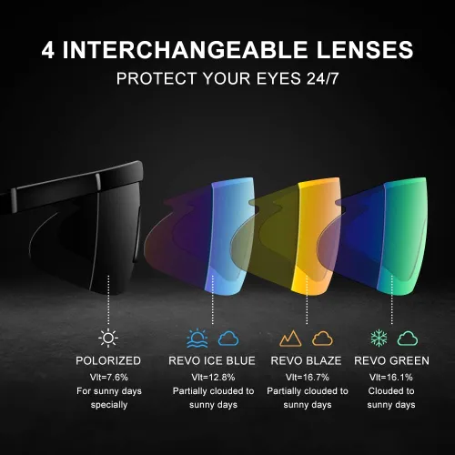 Vista 2 de ZHA ZHA Oversize Cycling Glasses Kit, Extra Large UV400 Polarized Sports Sunglasses with 4 Interchangeable Lenses