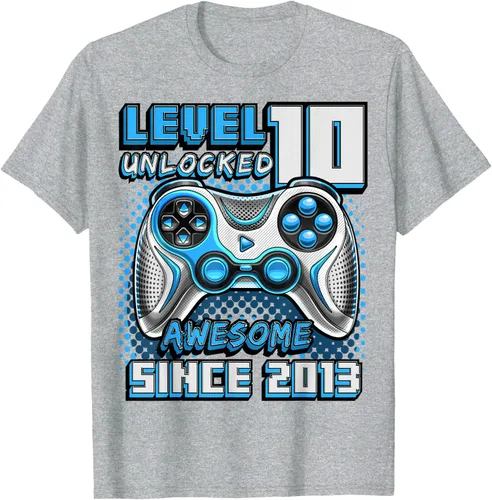 Vista 44 de Level 10 Unlocked Awesome 2013 Video Game 10th Birthday Boy T-Shirt, Negro